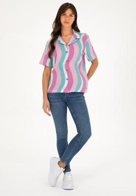 Kadın Menekşe Kısa Kollu Gömlek - 50288518004