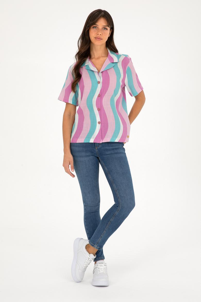 Kadın Menekşe Kısa Kollu Gömlek - 50288518004