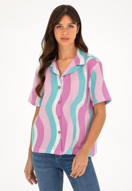 Kadın Menekşe Kısa Kollu Gömlek - 50288518004