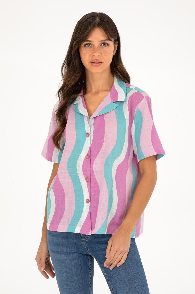 Kadın Menekşe Kısa Kollu Gömlek