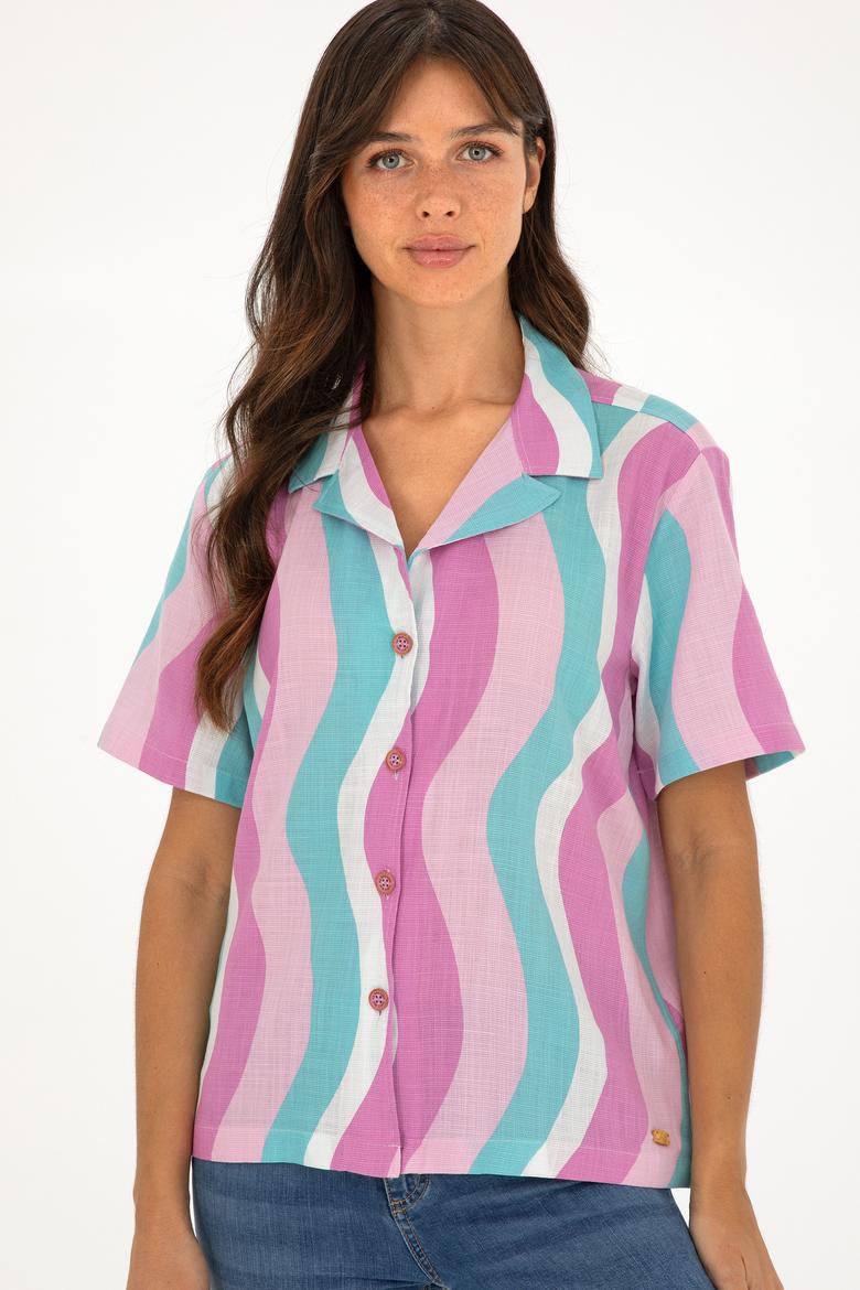 Kadın Menekşe Kısa Kollu Gömlek - 50288518004