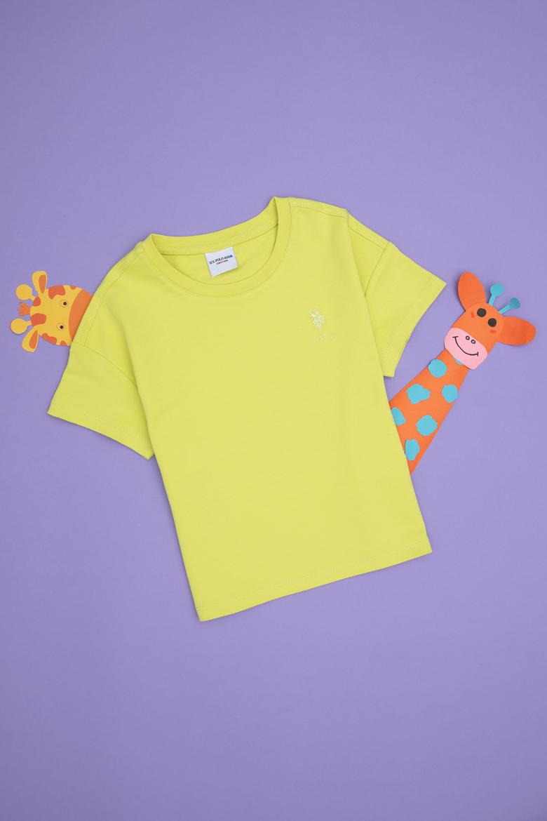 Kız Çocuk Fıstık Bisiklet Yaka Tişört - 50288124039