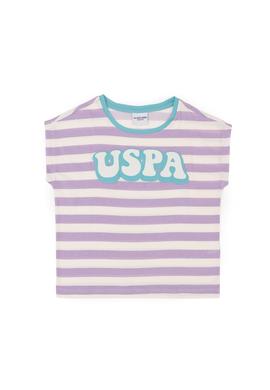 Kız Çocuk Lila Bisiklet Yaka Tişört - 50288409035