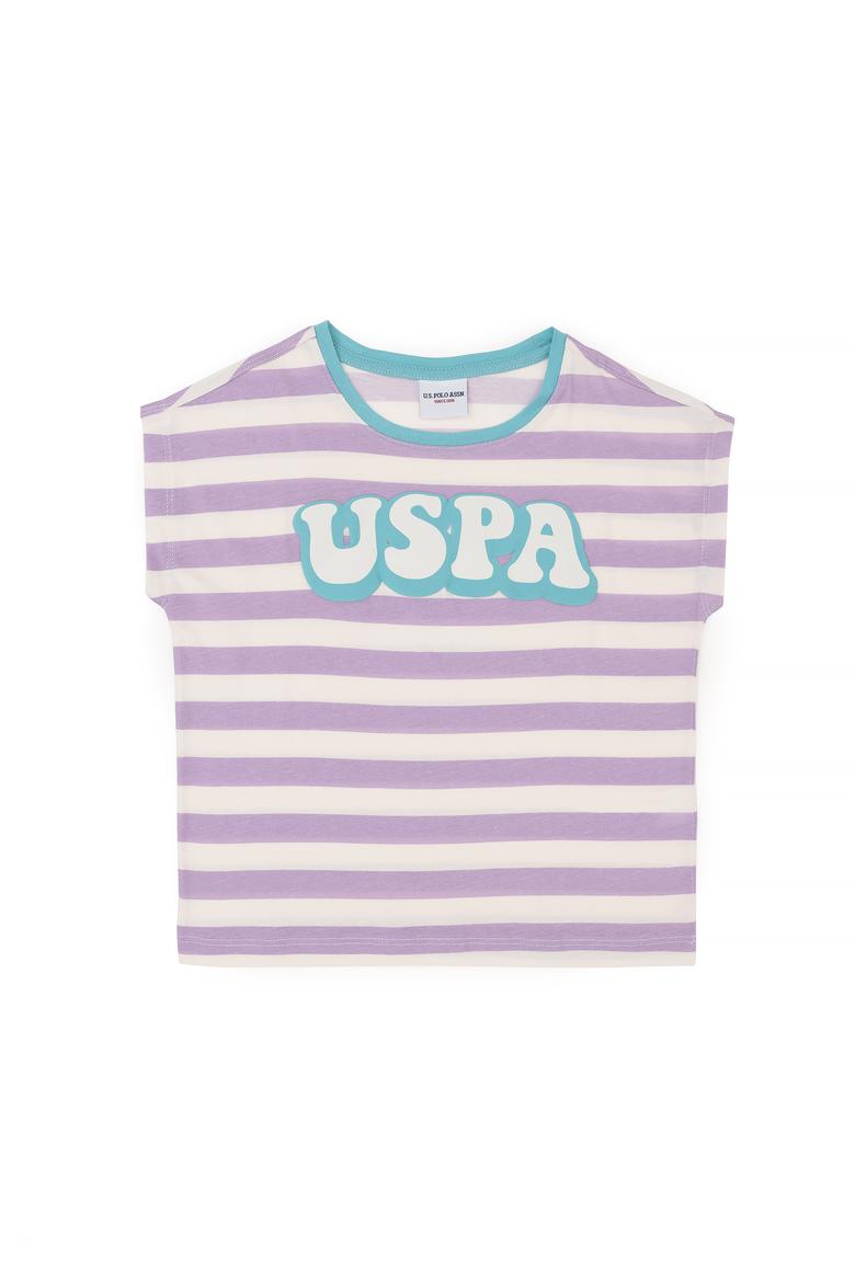 Kız Çocuk Lila Bisiklet Yaka Tişört - 50288409035