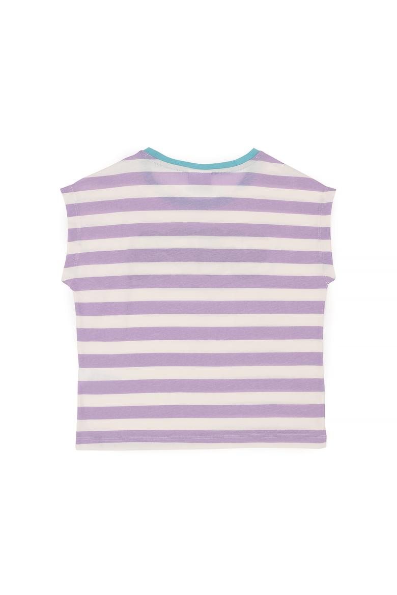 Kız Çocuk Lila Bisiklet Yaka Tişört - 50288409035