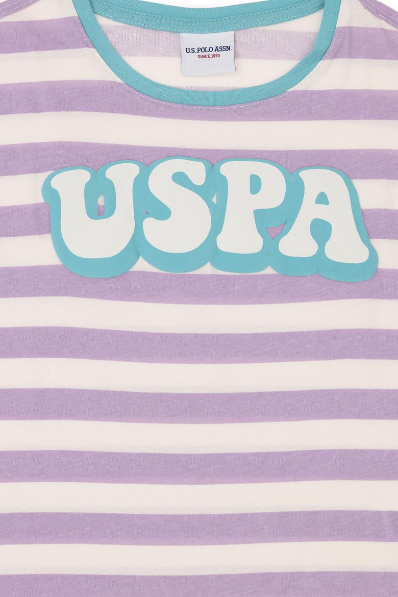 Kız Çocuk Lila Bisiklet Yaka Tişört - 50288409035