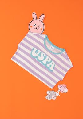 Kız Çocuk Lila Bisiklet Yaka Tişört - 50288409035