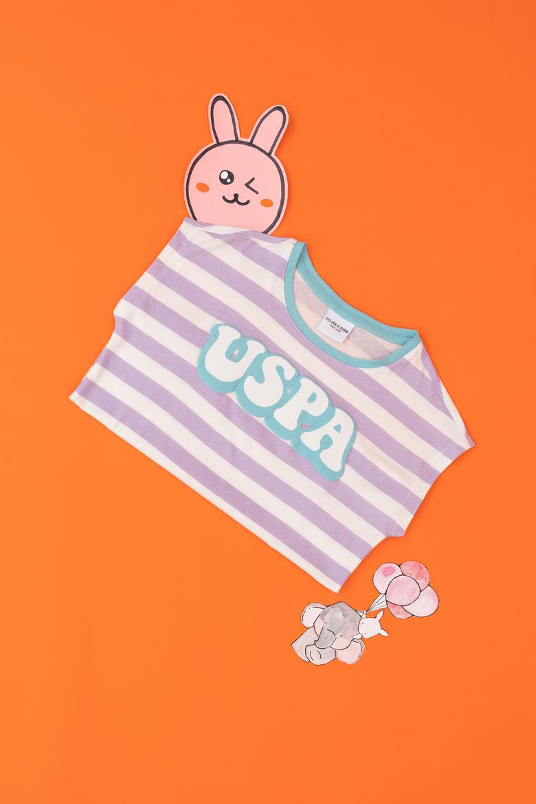 Kız Çocuk Lila Bisiklet Yaka Tişört - 50288409035