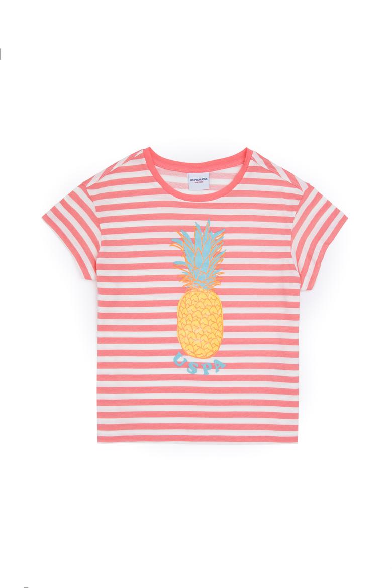 Kız Çocuk Neon Pembe Bisiklet Yaka Tişört - 50288440008