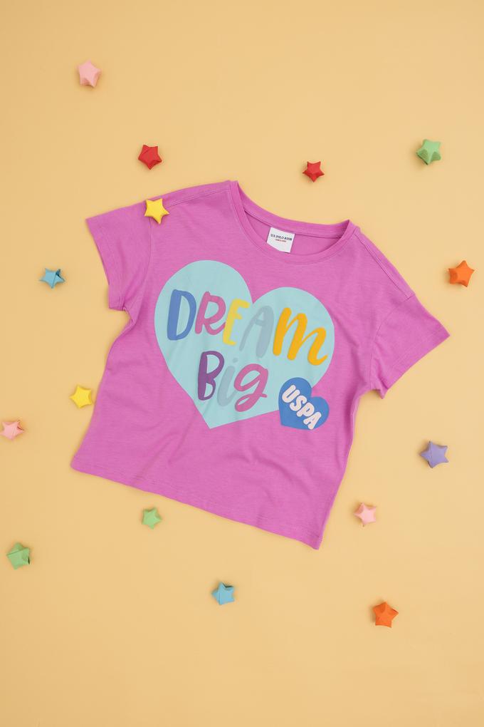 Kız Çocuk Menekşe Bisiklet Yaka Tişört