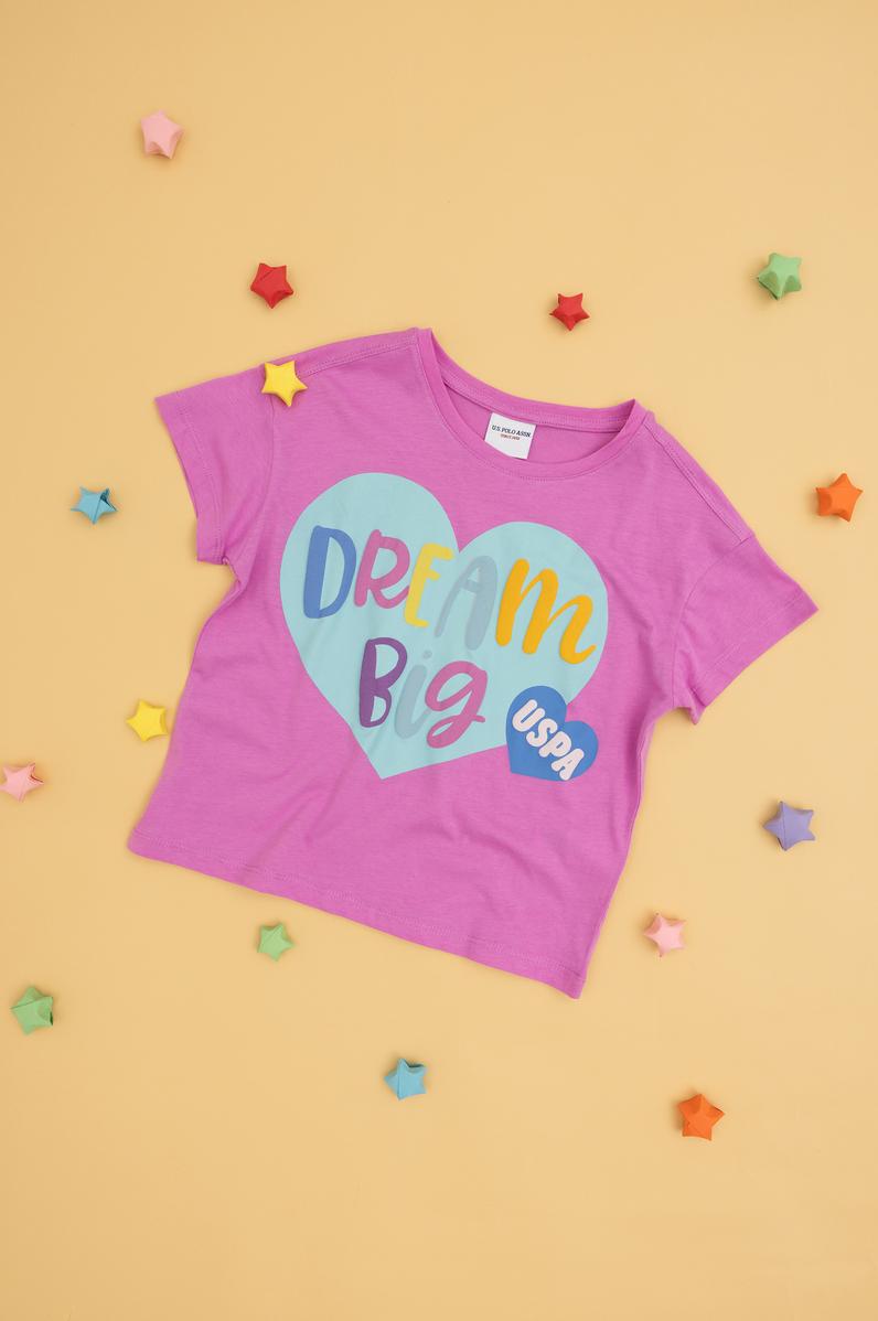 Kız Çocuk Menekşe Bisiklet Yaka Tişört