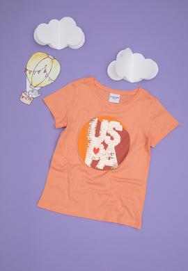 Kız Çocuk Somon Bisiklet Yaka Tişört - 50288455010