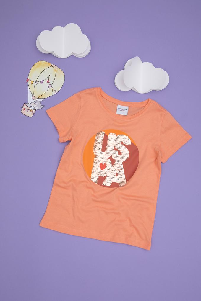 Kız Çocuk Somon Bisiklet Yaka Tişört