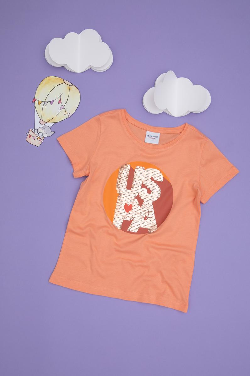 Kız Çocuk Somon Bisiklet Yaka Tişört