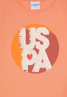 Kız Çocuk Somon Bisiklet Yaka Tişört - 50288455010