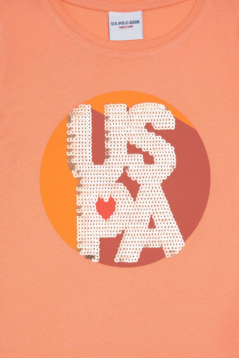 Kız Çocuk Somon Bisiklet Yaka Tişört - 50288455010