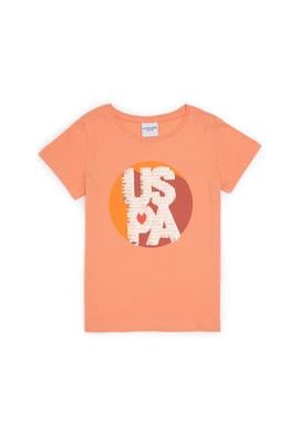 Kız Çocuk Somon Bisiklet Yaka Tişört - 50288455010