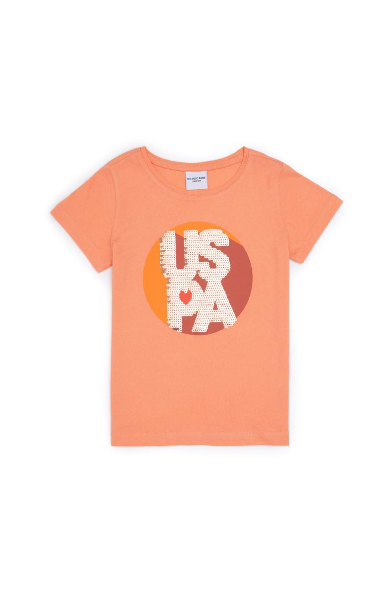 Kız Çocuk Somon Bisiklet Yaka Tişört - 50288455010