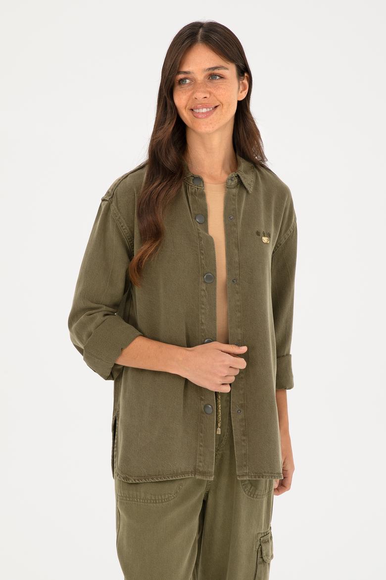 Kadın Haki Jean Gömlek