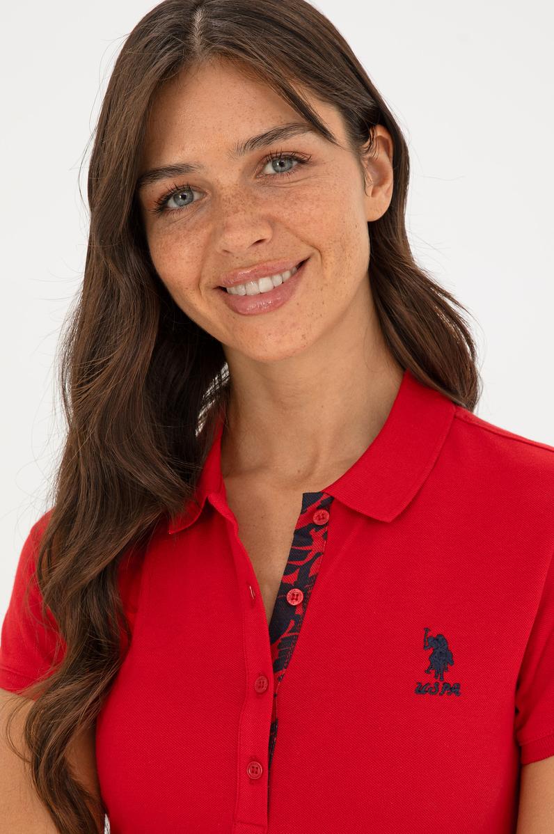 Kadın Kırmızı Basic Polo Yaka Tişört