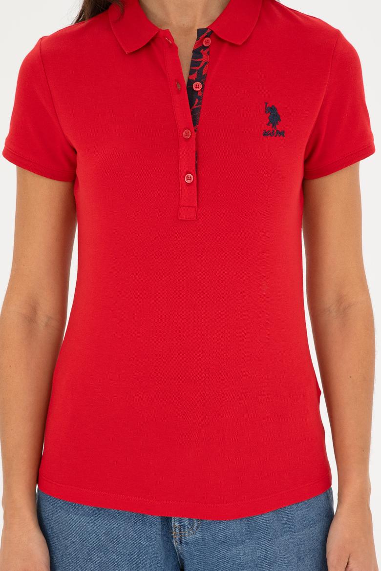 Kadın Kırmızı Basic Polo Yaka Tişört - 50280060140