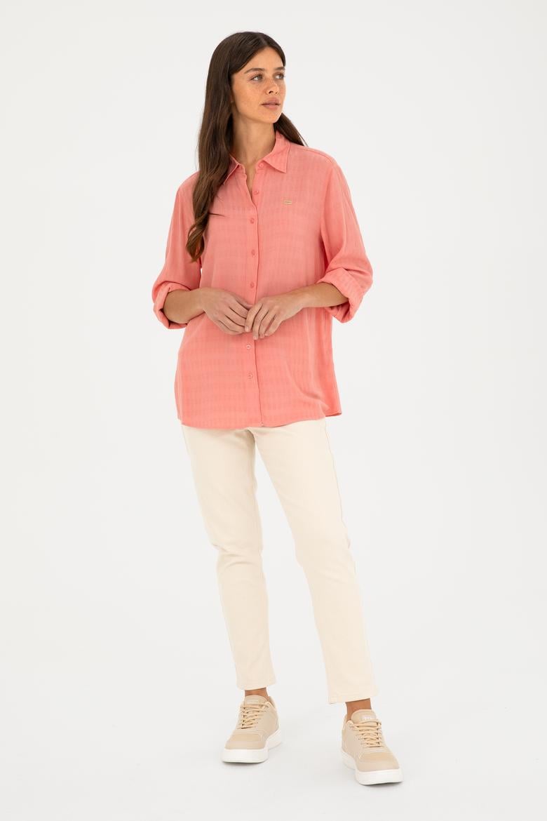 Kadın Nar Çiçeği Uzun Kollu Gömlek - 50280949002