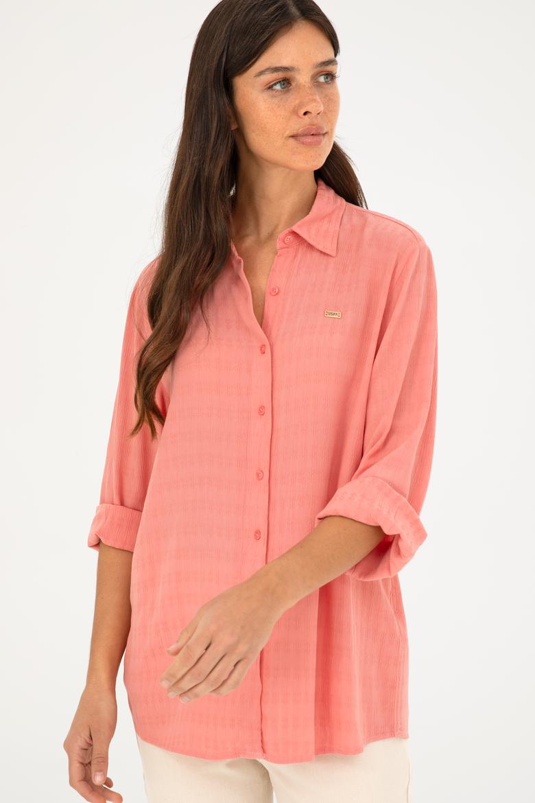 Kadın Nar Çiçeği Uzun Kollu Gömlek - 50280949002