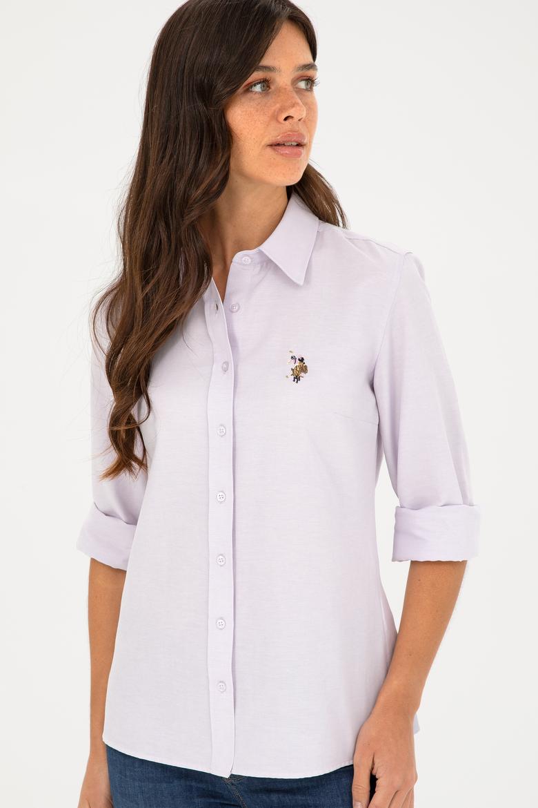 Kadın Lila Uzun Kollu Basic Gömlek - 50283992063