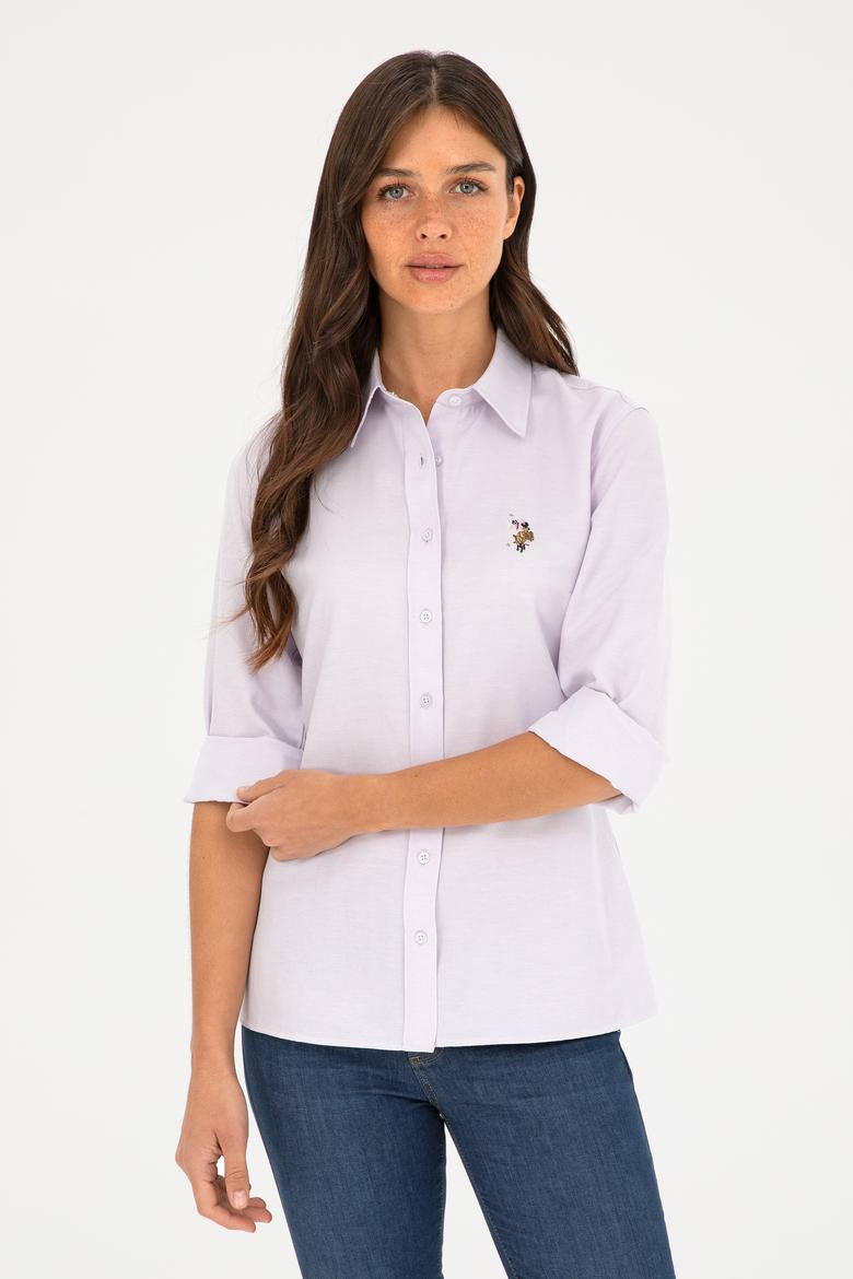 Kadın Lila Uzun Kollu Basic Gömlek