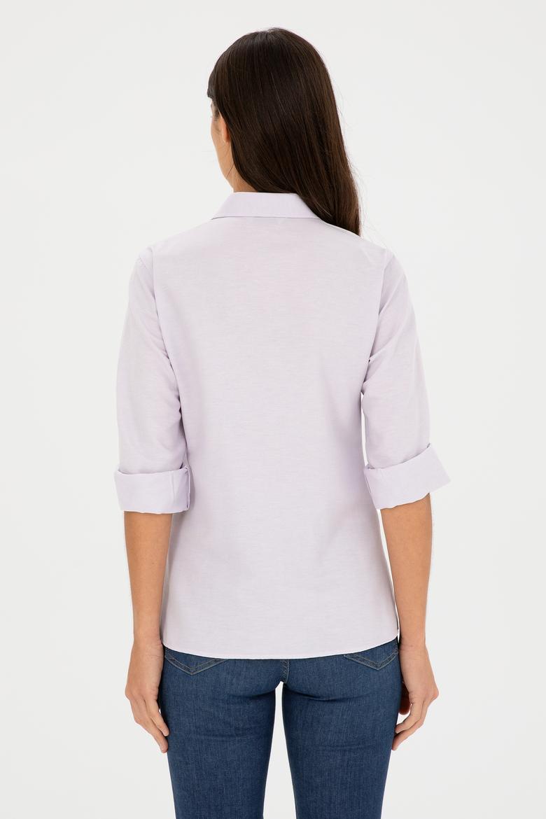 Kadın Lila Uzun Kollu Basic Gömlek - 50283992063