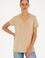Kadın Açık Haki V Yaka Basic Tişört