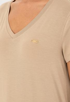 Kadın Açık Haki V Yaka Basic Tişört - 50280019046