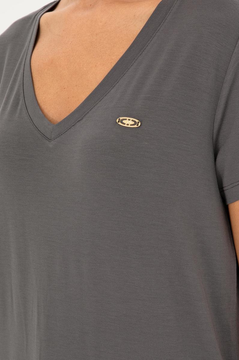 Kadın Antrasit V Yaka Basic Tişört