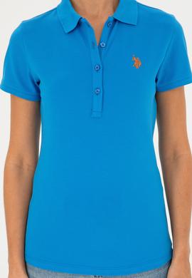 Kadın Saks Basic Polo Yaka Tişört - 50280057037