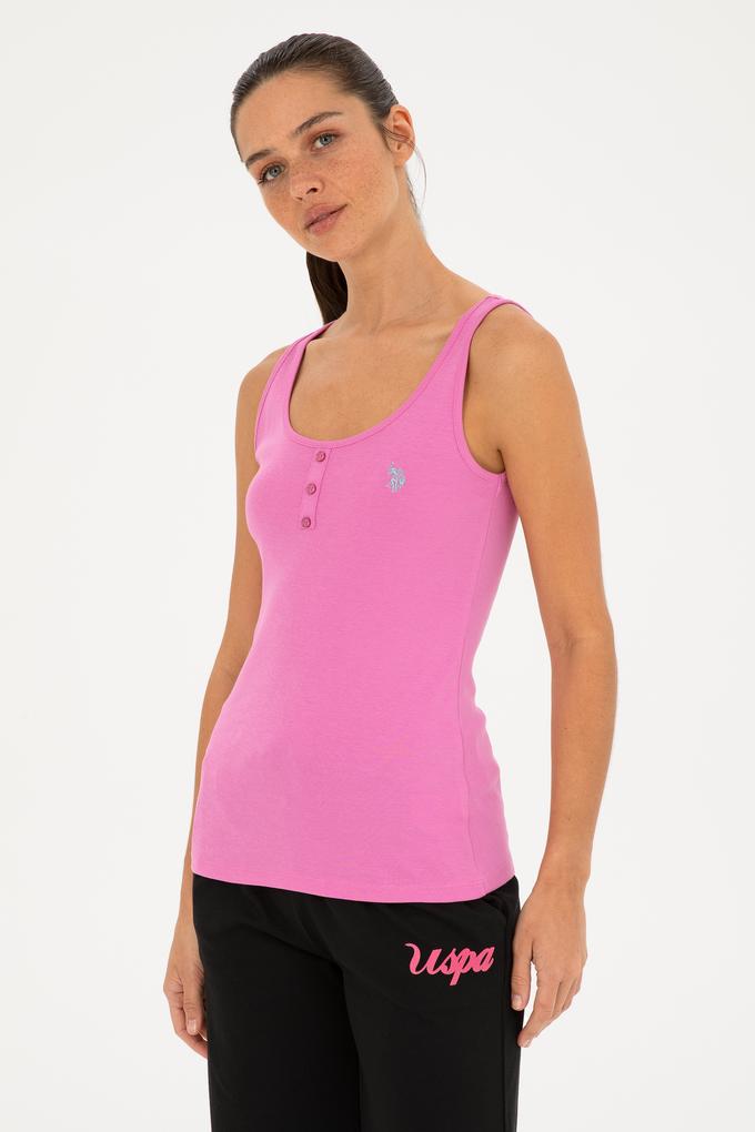 Kadın Menekşe Bisiklet Yaka Kolsuz Basic Tişört