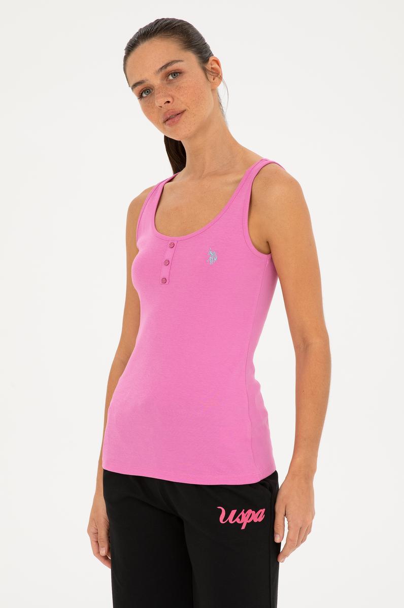 Kadın Menekşe Bisiklet Yaka Kolsuz Basic Tişört