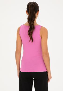 Kadın Menekşe Bisiklet Yaka Kolsuz Basic Tişört - 50280059064