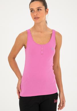 Kadın Menekşe Bisiklet Yaka Kolsuz Basic Tişört - 50280059064