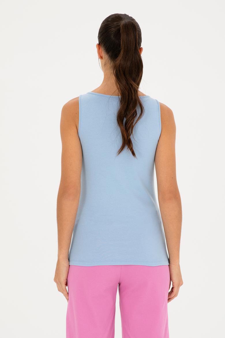 Kadın Açık Mavi Basic Tişört - 50280059126