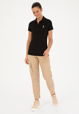 Kadın Siyah Basic Polo Yaka Tişört - 50280065027