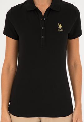 Kadın Siyah Basic Polo Yaka Tişört - 50280065027