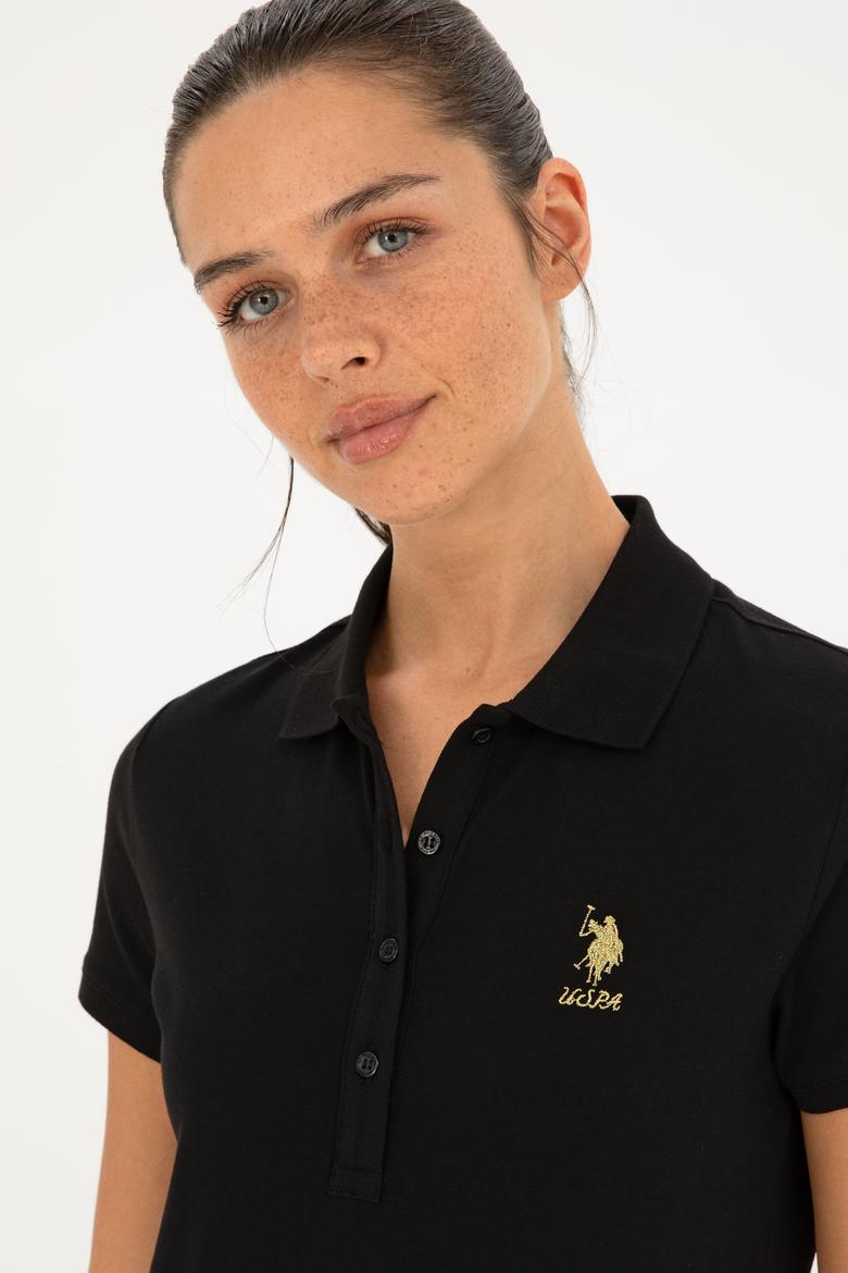 Kadın Siyah Basic Polo Yaka Tişört - 50280065027