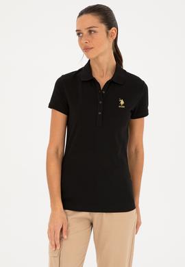 Kadın Siyah Basic Polo Yaka Tişört - 50280065027