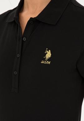 Kadın Siyah Basic Polo Yaka Tişört - 50280065027