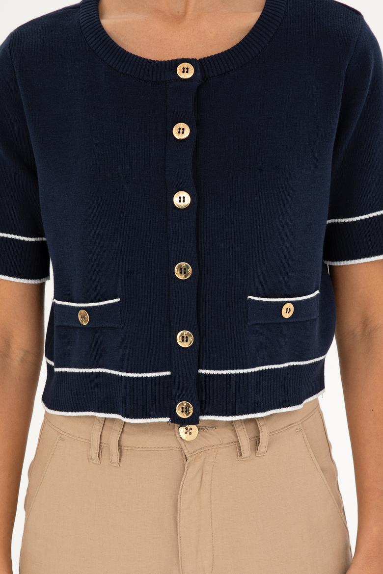 Kadın Lacivert Triko Hırka - 50280476008