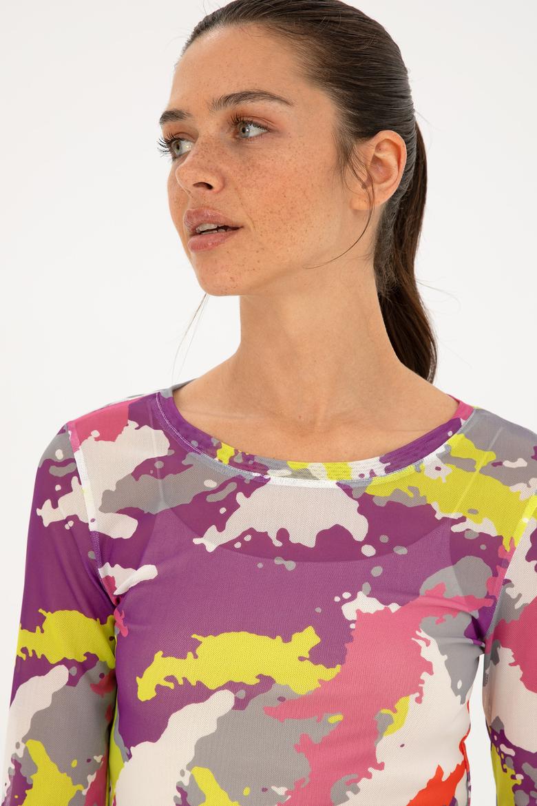 Kadın Fıstık Yeşili Bisiklet Yaka Sweatshirt - 50283776006