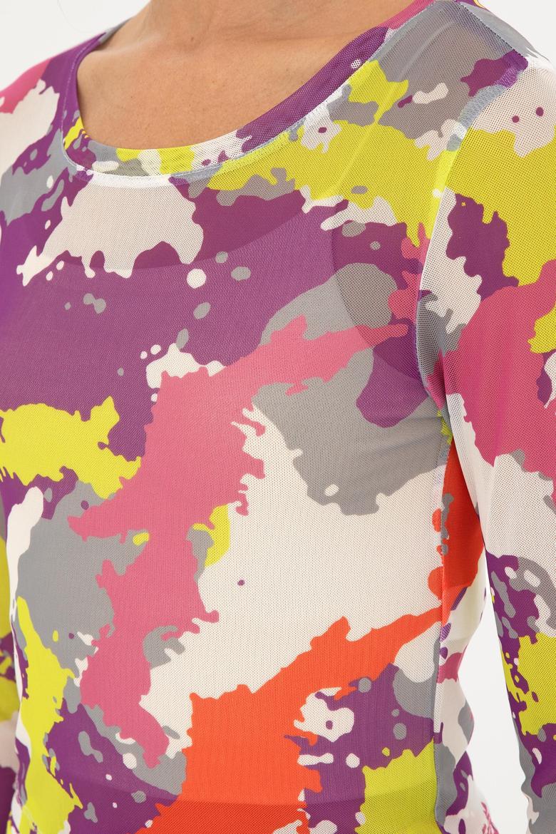 Kadın Fıstık Yeşili Bisiklet Yaka Sweatshirt - 50283776006