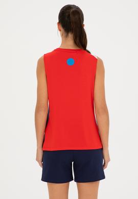 Kadın Kırmızı Kolsuz Bisiklet Yaka Tişört - 50284345015