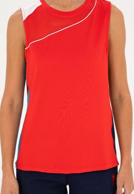 Kadın Kırmızı Kolsuz Bisiklet Yaka Tişört - 50284345015