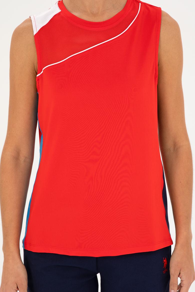 Kadın Kırmızı Kolsuz Bisiklet Yaka Tişört - 50284345015